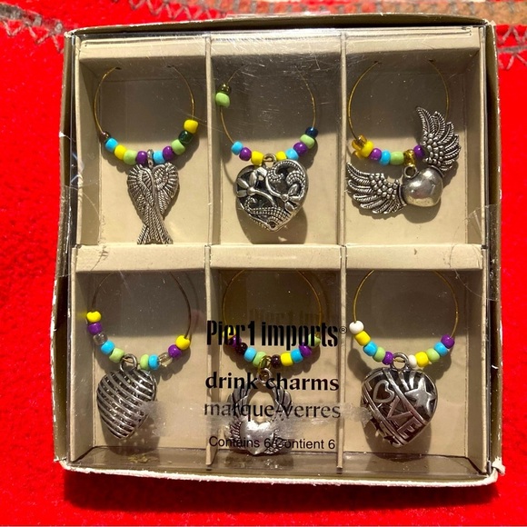 PIER 1 IMPORTS Drink Charms Silver Toned Beaded New in Box - Picture 1 of 3